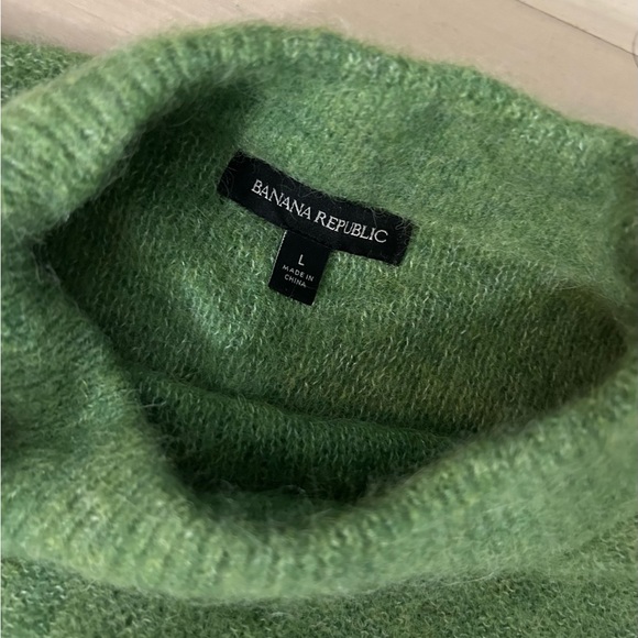 Banana Republic Green Wool Alpaca Blend Balloon Sleeve Sweater L - Picture 3 of 13